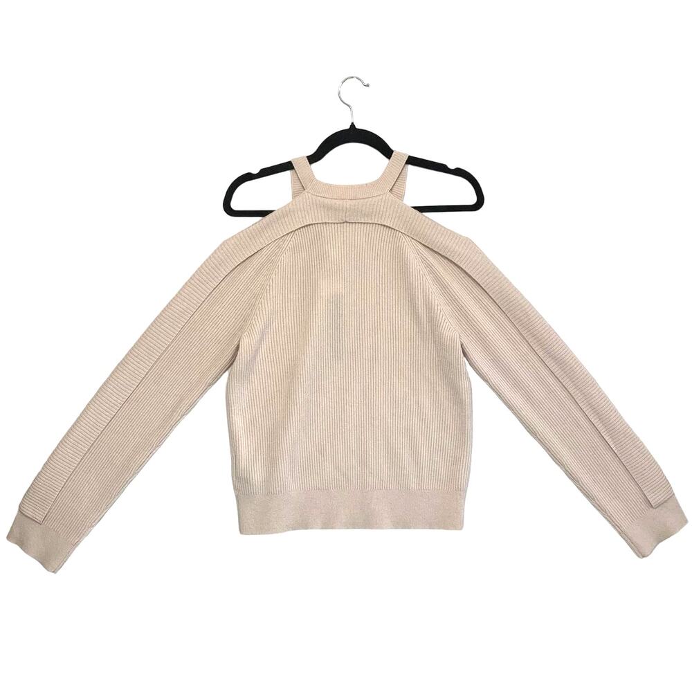 J Brand Mackenzie Cold Shoulder Cashmere Sweater NWT Women's M Faded Clear Pink - Picture 2 of 9